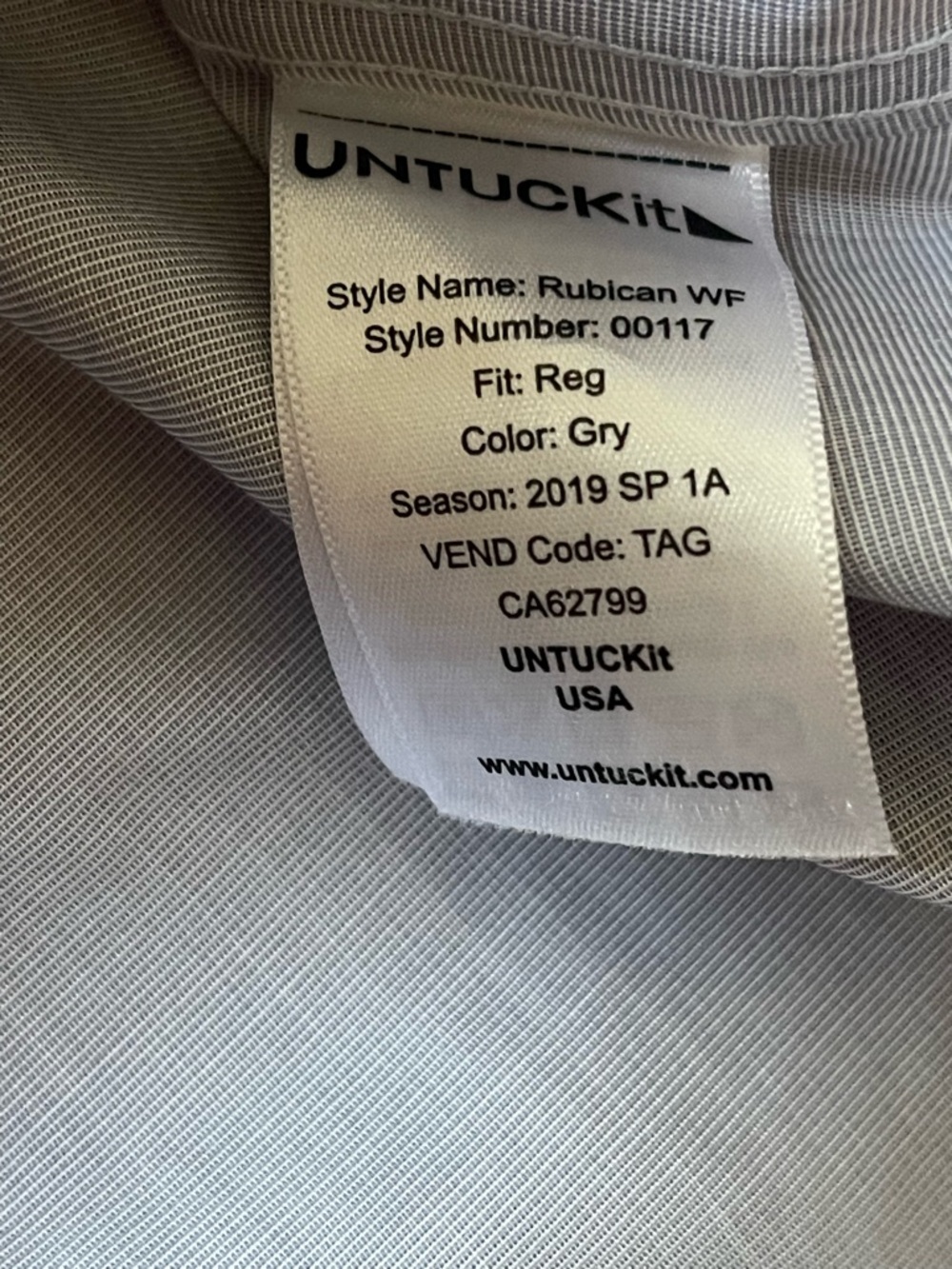 UNTUCKit Rubican WF Wrinkle Free Button Down Shirt Gray XL Regular Fit - Picture 5 of 13